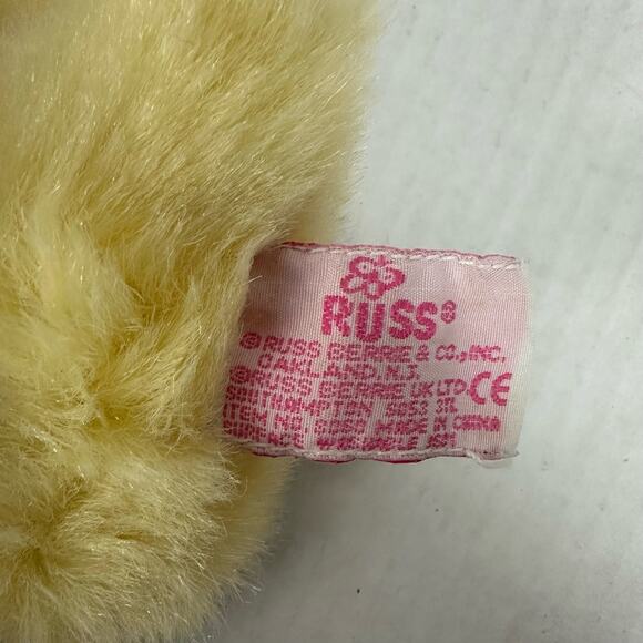 Vintage Russ Yellow Chick Duck Plush Hand Puppet Baby Rattle  Toy Stuffed Animal - Picture 6 of 9